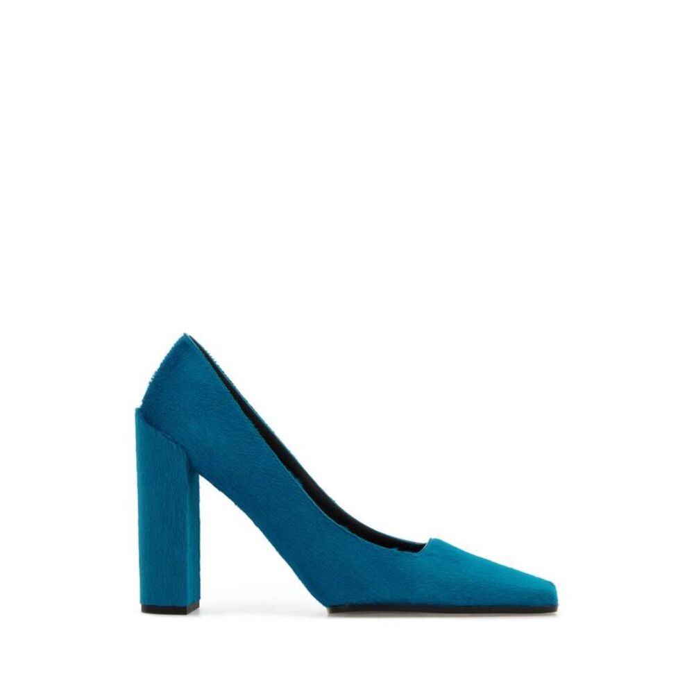 Alaia Women Turquoise Calf Hair Square Pumps